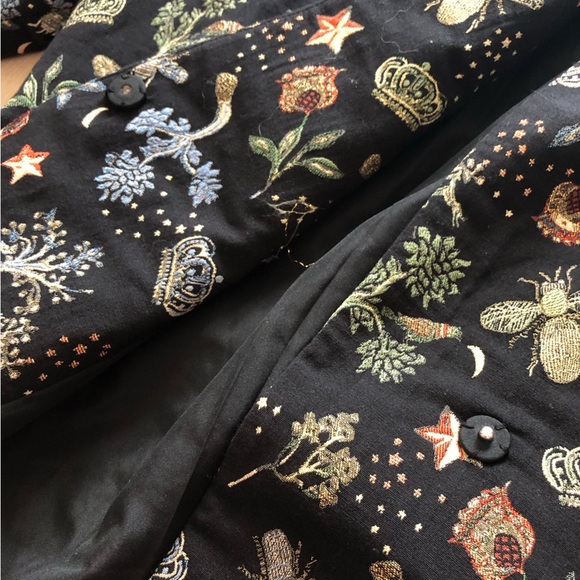 H&M Botanical Embroidered Midi Length Jacket in Black Size S - Picture 8 of 15